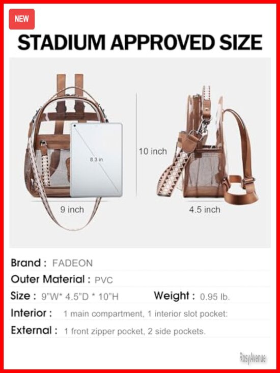 Clear PVC Mini Backpack Purse, Stadium Approved Transparent Bag for Concerts main image 5